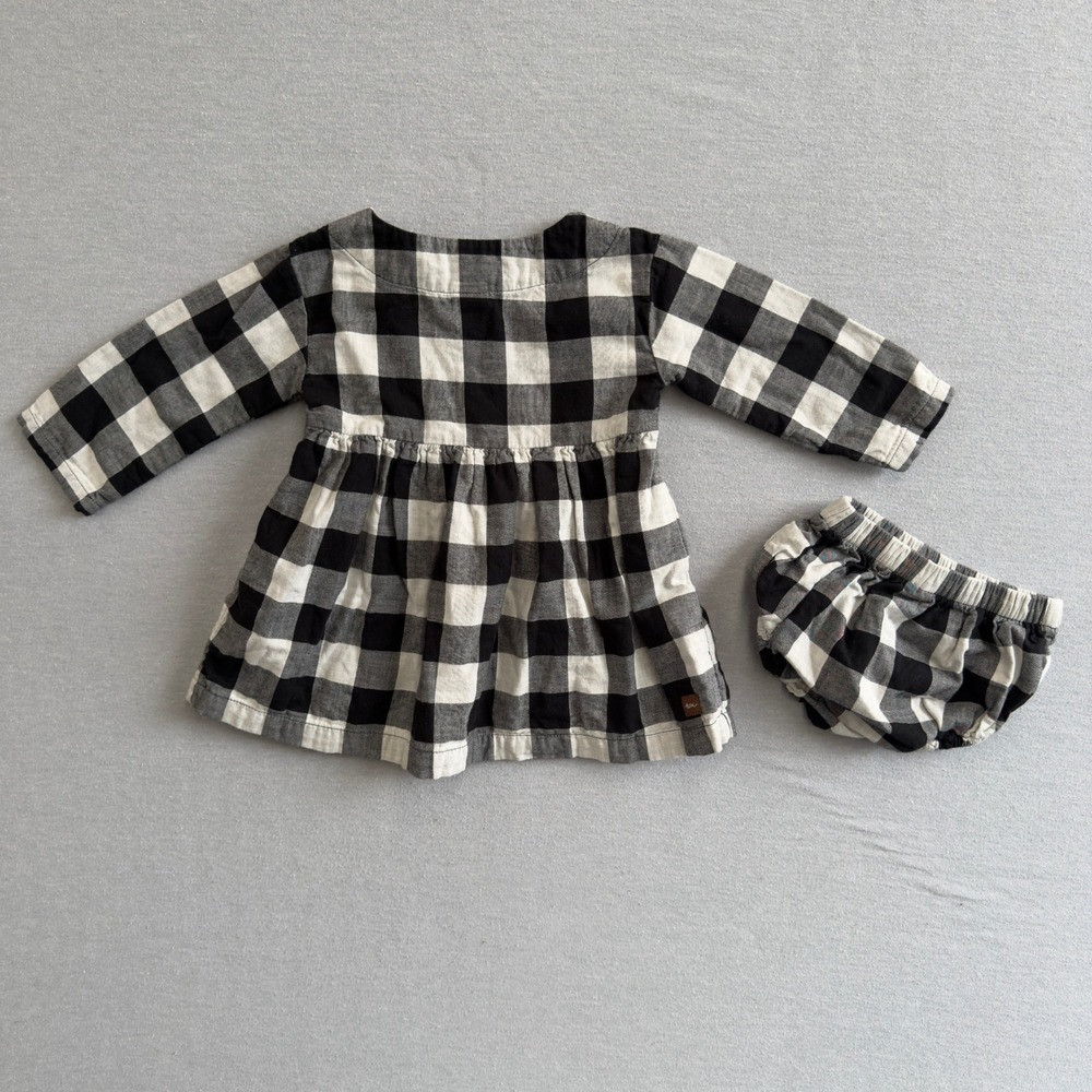 Tea Collection Plaid Flannel Dress‎ & Bloomers Set 12-18 Months Outfit - Picture 2 of 13